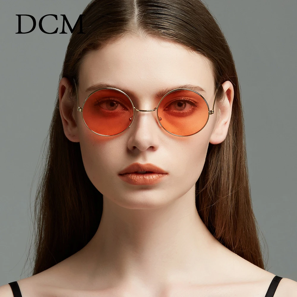 

DCM Fashion Women Round Sunglasses Metal Frame Purple Red Lens Female Brand Design Sun Glasses Oculos UV400