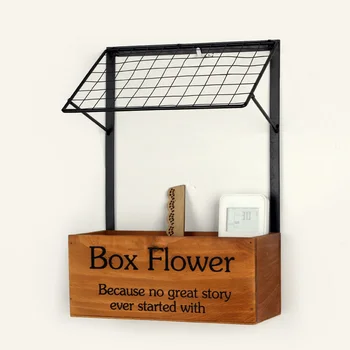 

Zakka retro wood shelf clapboard Home Furnishing decorative wall finishing wire flower wall