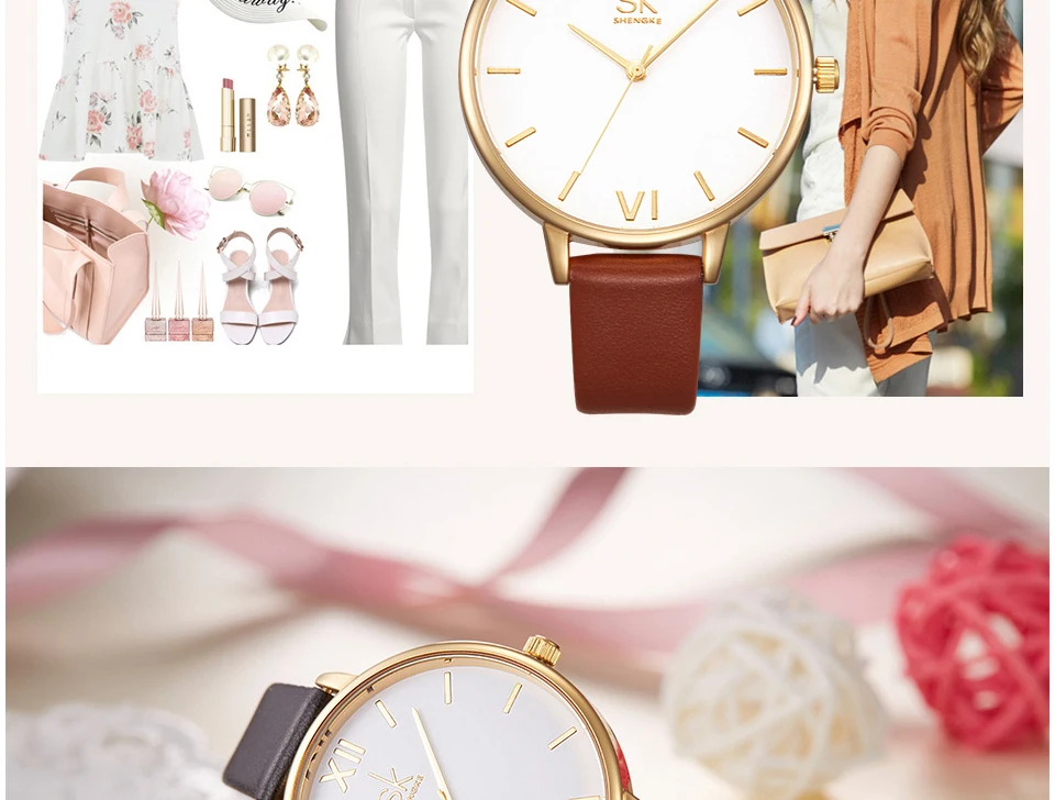 Shengke модные часы женские повседневные кожаные Наручные часы Reloj Mujer SK Роскошные Кварцевые женские часы Montre Femme