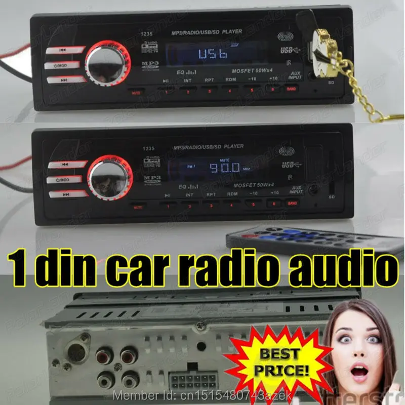 

2015 Car Radio MP3 player 12V car audio auto Stereo FM Receiver in one din size Charger USB/SD card/AUX in Car radios In-Dash