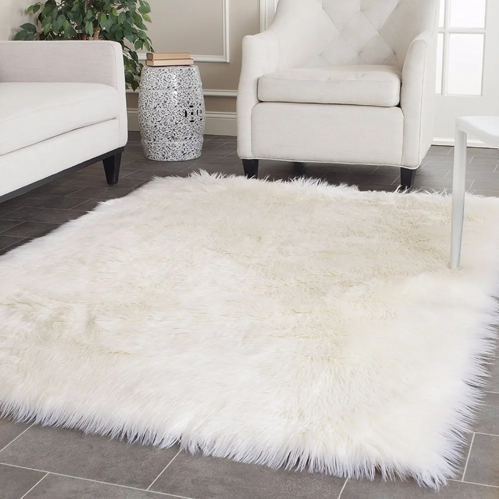 Buy White Faux Sheepskin Rug Long Faux Fur Blanket