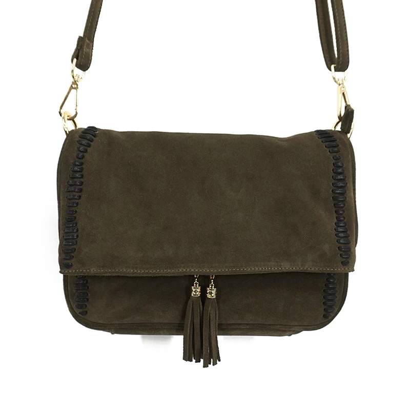pingente de borla feminina couro genuíno nubuck