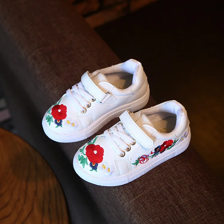 Детская обувь для девочек кроссовки детская модная повседневная обувь с цветочной вышивкой ручной работы для мальчиков дышащая обувь