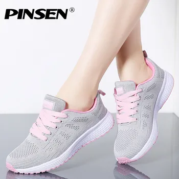 

PINSEN 2020 Women Sneakers Flats Casual Mesh Flat Shoes Woman Lace-up Designer Female Loafers Shoes for Women zapatillas mujer