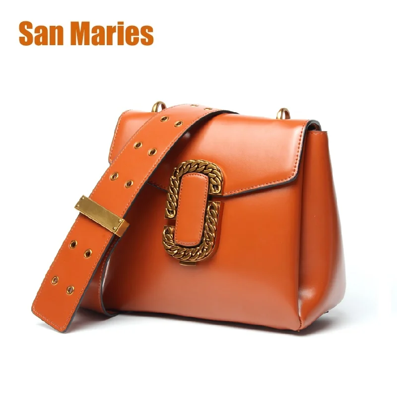 

San Maries Stylish Wide Shoulder Strap Designer Luxury Lady Purse Punk Girls Tote Bags Crossbody Bags For Women