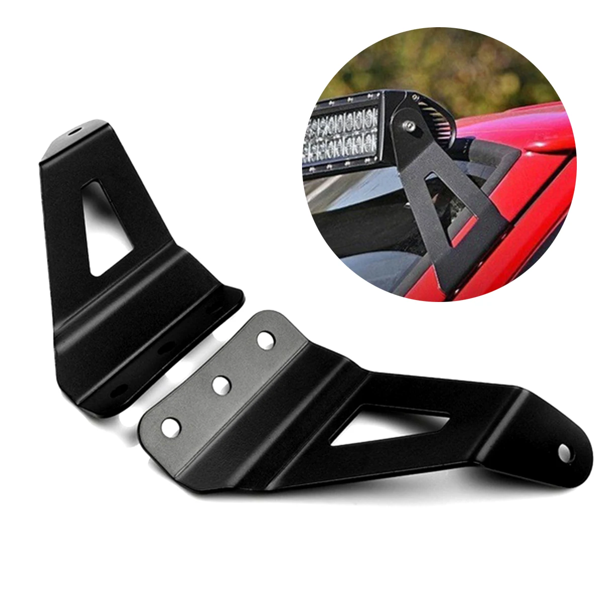

Aluminum 2 pcs Black Windshield Roof LED Work Light Bar Mounting Brackets For GMC 50Inch Chevrolet Curved Led Bar