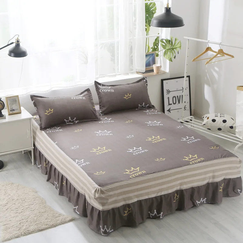 Home Textile Aloe Cotton Bed Skirt Bed Linen Lace Bedspread Cartoon Bed Cover Twin Full Queen
