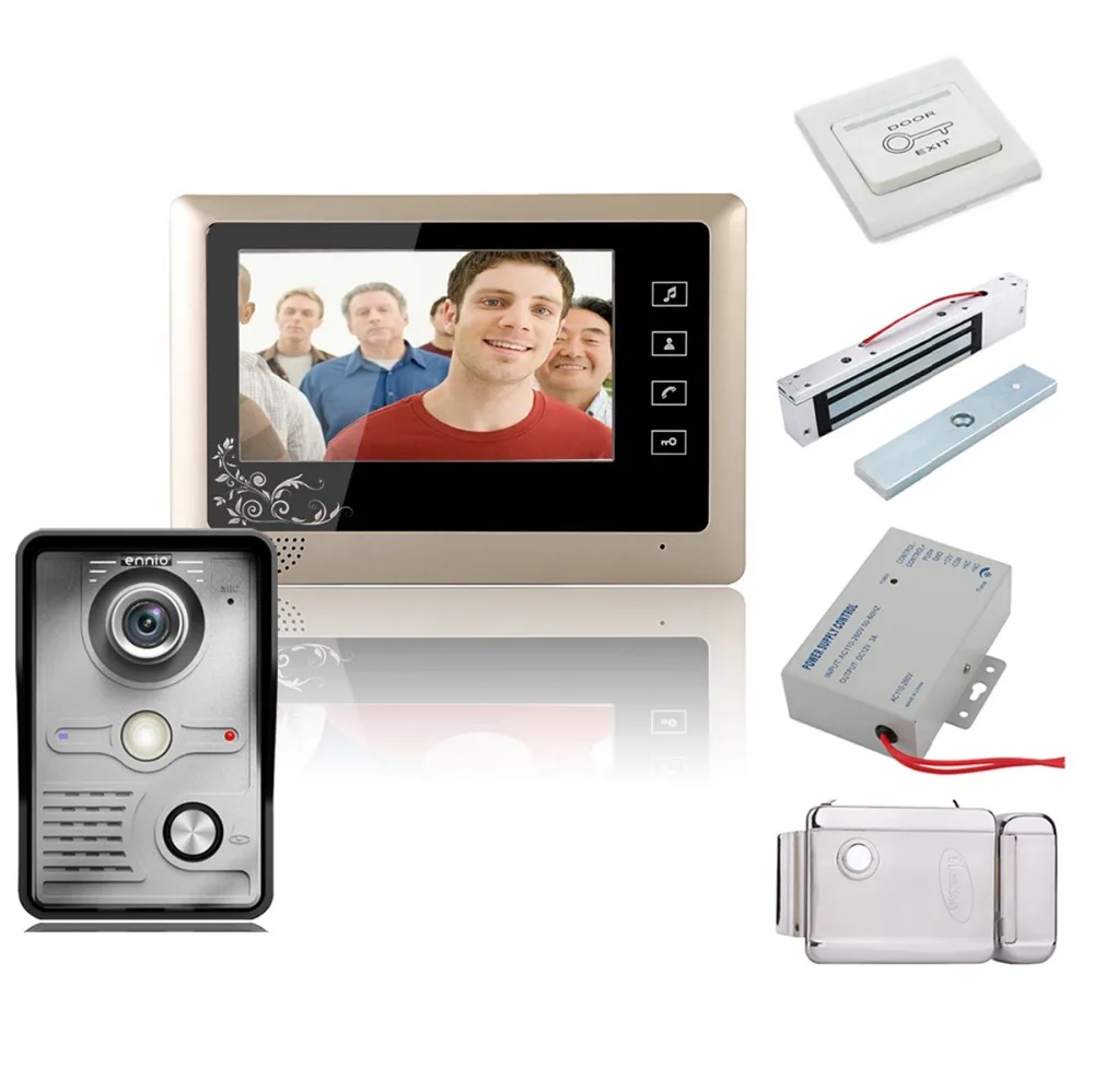 

Home 7 Inch Video Door Phone Doorbell Intercom System Kit 1-Camera 1-Monitor Night Vision +Electronic locks Set