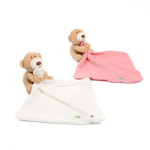 

Pudcoco New Cute Bear Cotton Plush Towels Infant Baby Nursery Toddler Soft Smooth Bath Security Kids Cartoon Blanket Pink&Towel