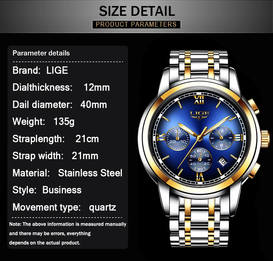 Мужские часы Montre Homme, люксовый бренд, LIGE, хронограф, мужские спортивные часы, водонепроницаемые, полностью стальные, кварцевые, мужские часы, Relogio Masculino