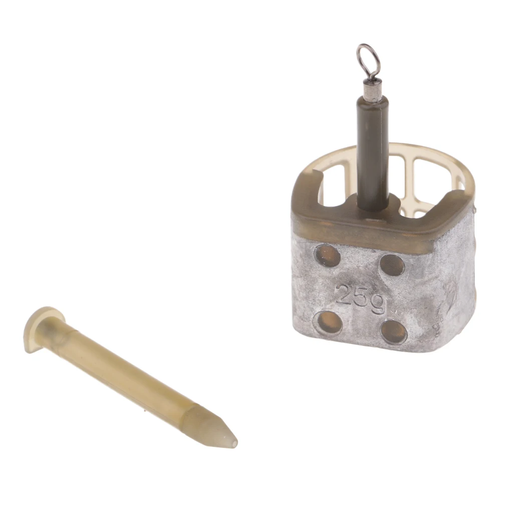 2pcs Fishing Feeder Bait Cage Lure Holder Basket Trap Fishing Tackle with Lead Sinker 25g S & L
