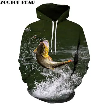 

Striped Bass Fisherman Men Sweatshirts Animal NEW Hoodies Sleeves Spring Casual Tracksuits 3D Print Tops Drop Ship ZOOTOP BEAR