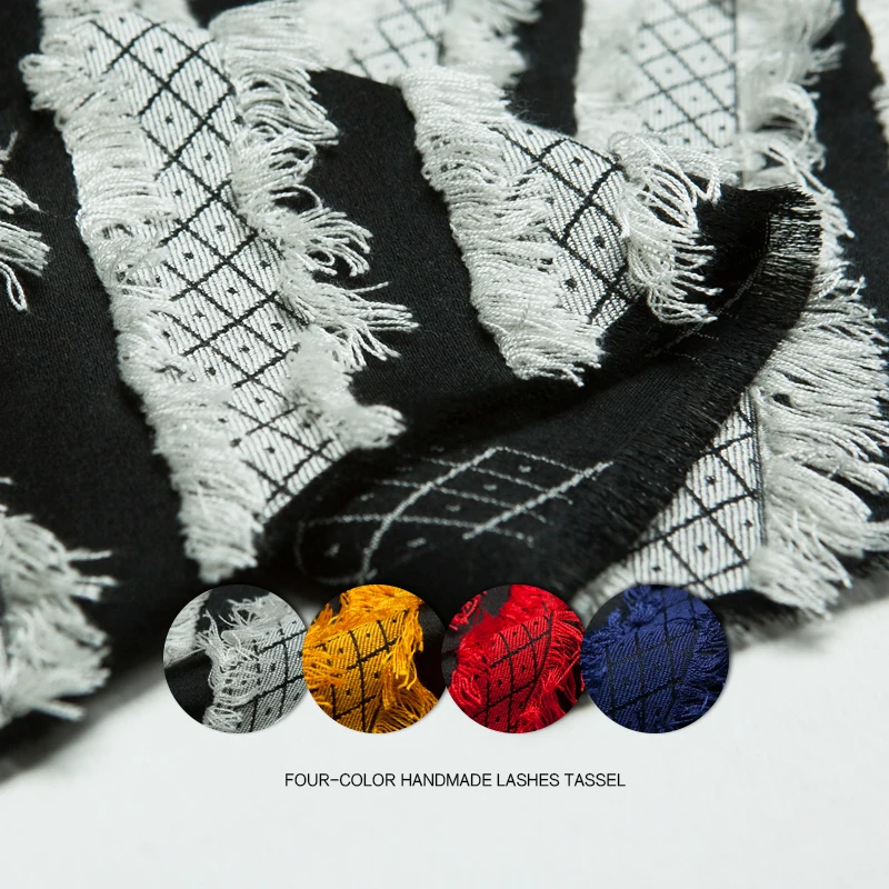 

Couture fashion jacquard striped/dots short tassel cotton blend polyester fabric,sewing for jacket,coat,dress,skirt by the yard