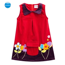 JUXINSU Cotton Summer New Style Girl Sleeveless Dresses Flower Embroidered Pocket Back Zip for Girls Dress 1-6 Years JUXINSU Cotton Summer New Style Girl Sleeveless Dresses Flower Embroidered Pocket Back Zip for Girls Dress 1-6 Years