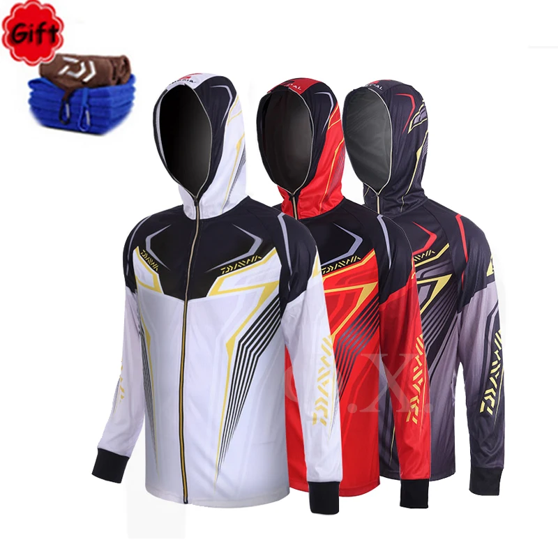 

New Summer Spring Men Long Sleeve Fishing Clothing Fishing Jacket Quick Dry Breathable Riding Fly Fishing Clothes Free Towel