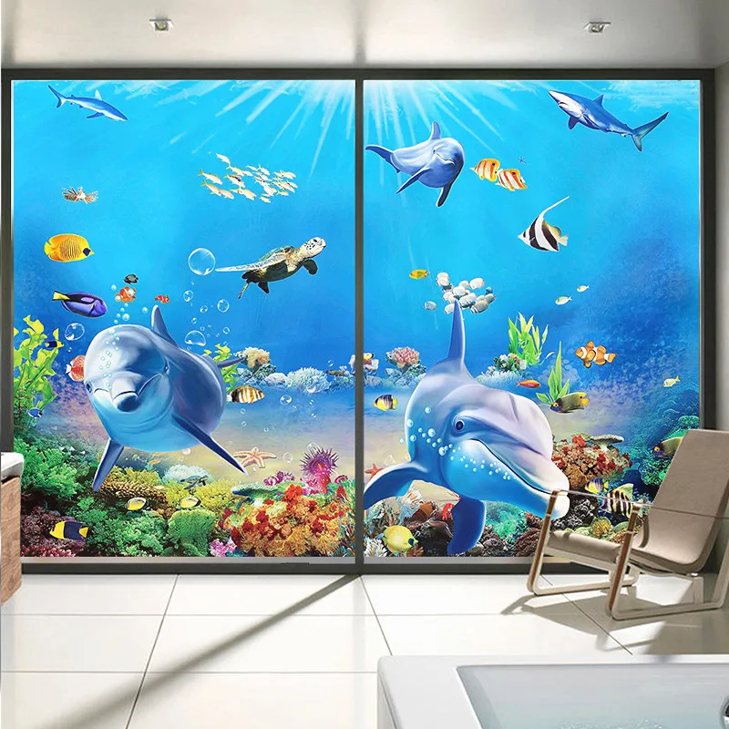 

Self-adhesive cartoon frosted stickers glass stickers window stickers bathroom window paper transparent opaque seabed variety