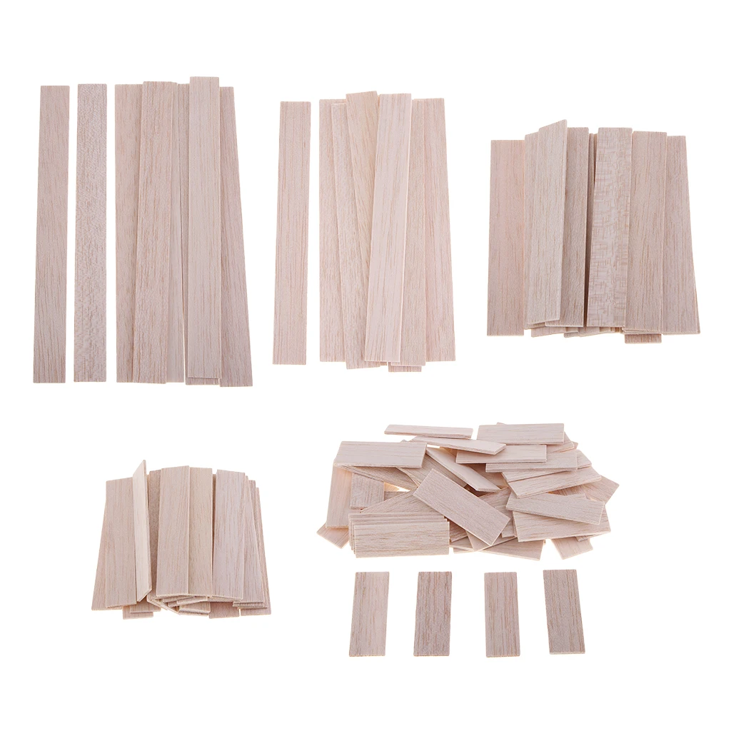 Natural Unfinished Flat Balsa Wood Sticks Rod for Kids Children DIY Christmas Ornament Handmade Toys Craft Making