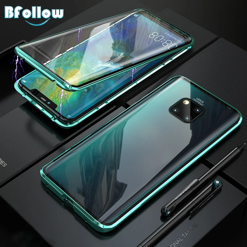 

BFOLLOW 360 Front & Back 5D Curved Glass Case for Huawei Mate 20 Mate 20 Pro Magnetic Full Body Aluminum Cover Metal Case