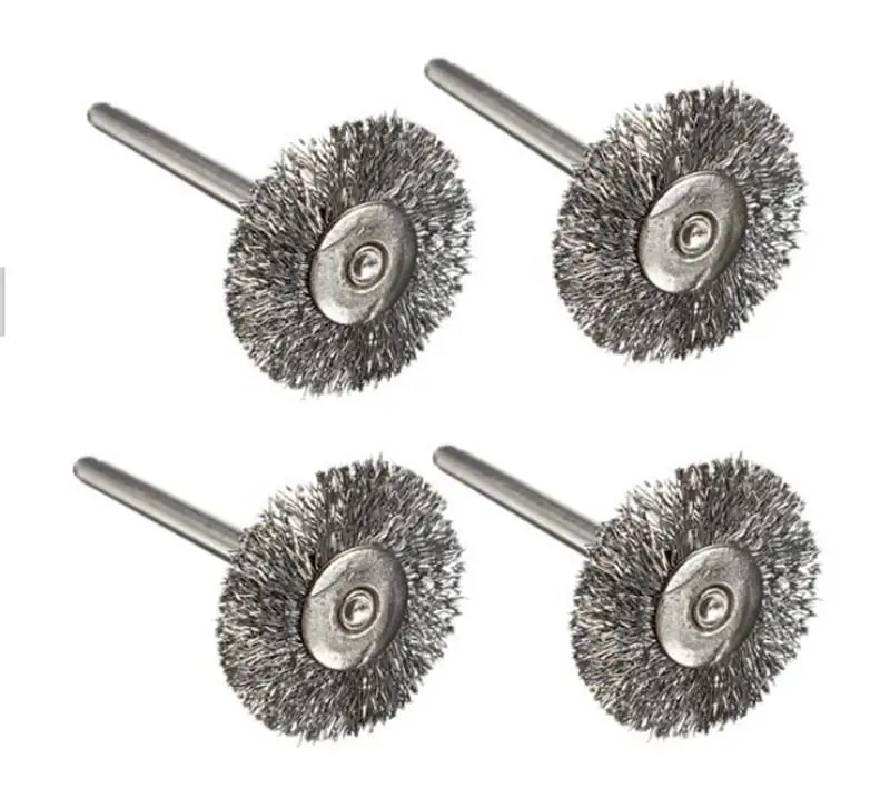 T Shape 10pcs Mini Steel Wire Wheel Brushes 3mm Shank Clean for Dremel