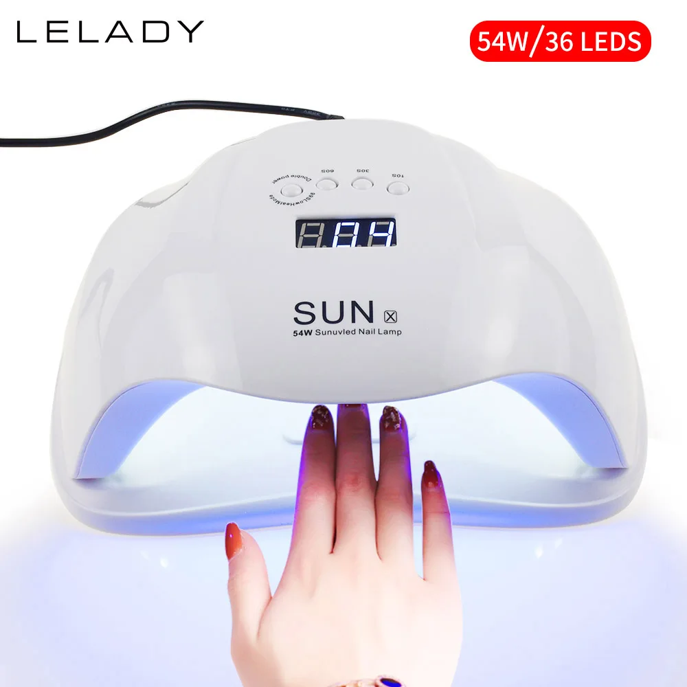 

SUNX 54W UV Lamp LED Nail Lamp With Infrared Sensing 30/60/90s Timer Smart Touch Button Nail Dryer Manicure For All Gels Polish