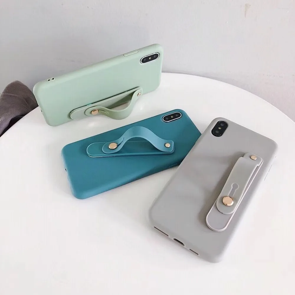 HUANQING Fashion solid color bracket cell phone case For X XR XS Max luxury For iPhone 6 6S 7 7Plus 8 8Plus Protective Cover case06
