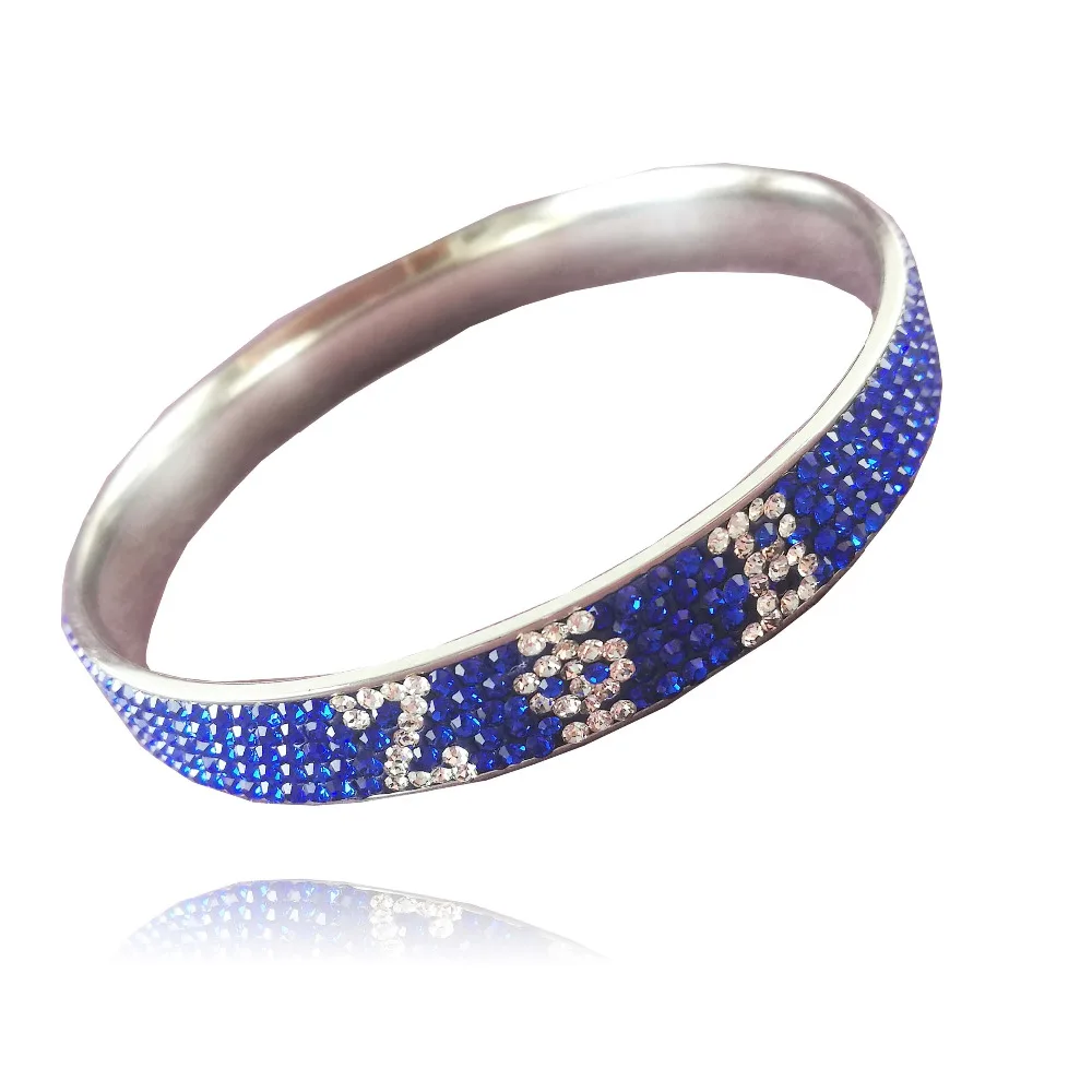 

drop shipping ZPB Sorority High Quality Crystal Stainless Steel bangles ZETA PHI BETA letters rhinestone bangles Jewelry