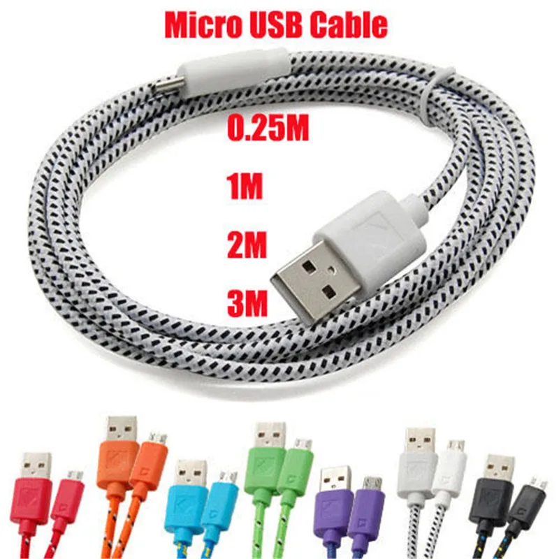 

NEWEST 0.25/1/2/3M Hemp Rope Braided Micro USB 2.0 Data Sync Charge Charging Fast Cable for Samsung s6 s7 for huawei p6 p7 lot