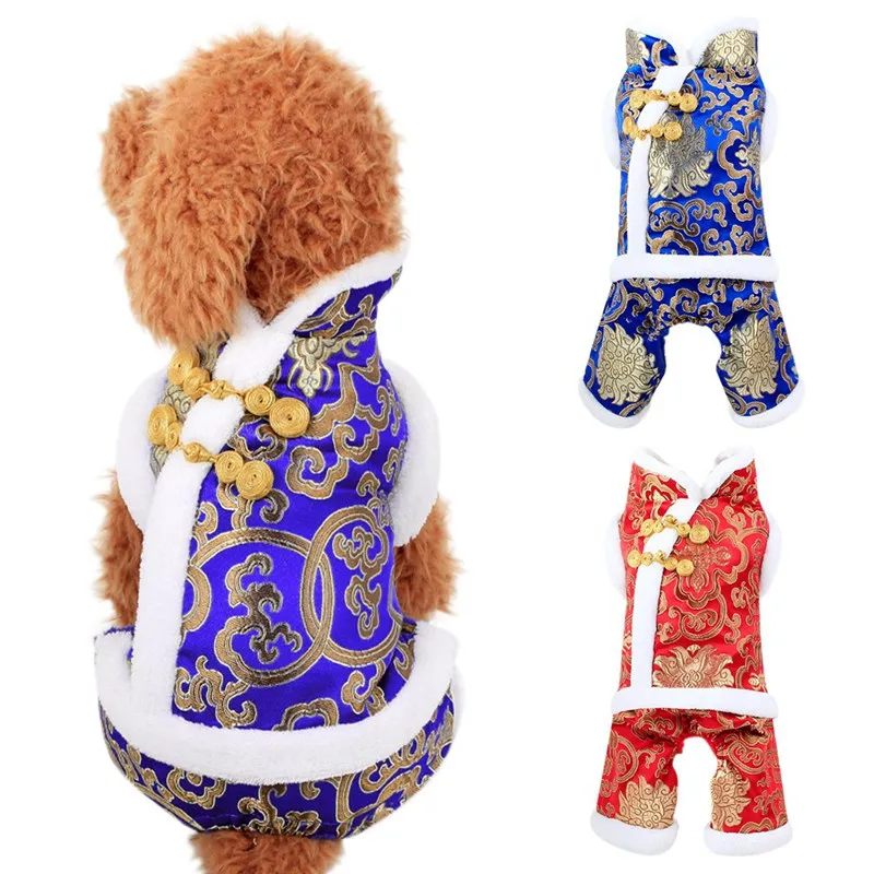 New Year Pet Costume Chinese Spring Festival Dog Clothes Tang Suit