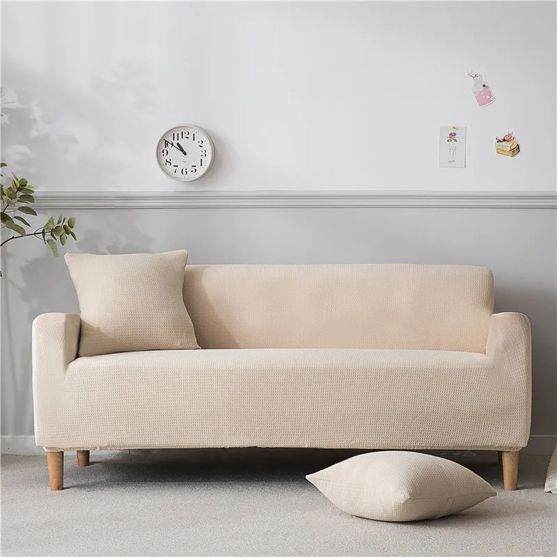 Чехол с вафельным узором, водоотталкивающий чехол для дивана, высококачественный чехол для дивана, эластичный Универсальный защитный чехол для мебели - Цвет: Light yellow