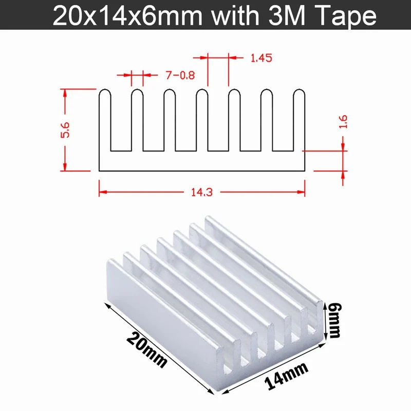 20 шт./лот алюминий MOS Мини IC охлаждение, набор микросхем Кулер Радиатор - Цвет лезвия: 20x14x5mm