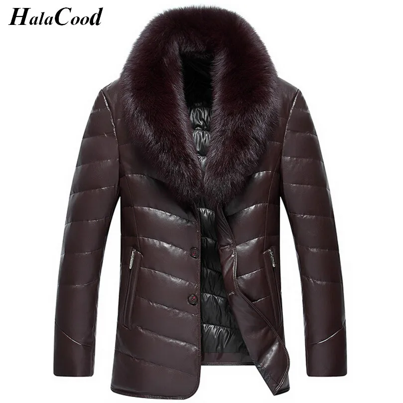 

Hot Sell Winter 90% White Duck Down Jacket Men Leather Jacket Male Down Coat Jackets Windproof Warm Faux Fur Collar Plus Size