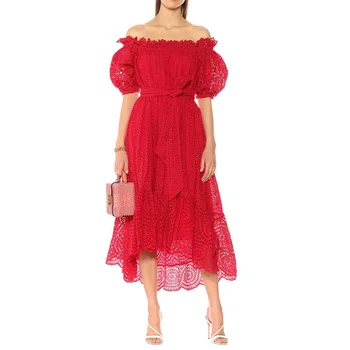 

Long Dress Girls Runway High Quality Summer New Women'S Fashion Party Casual Sexy Beach Vintage Elegant Chic Hollow Out Dresses