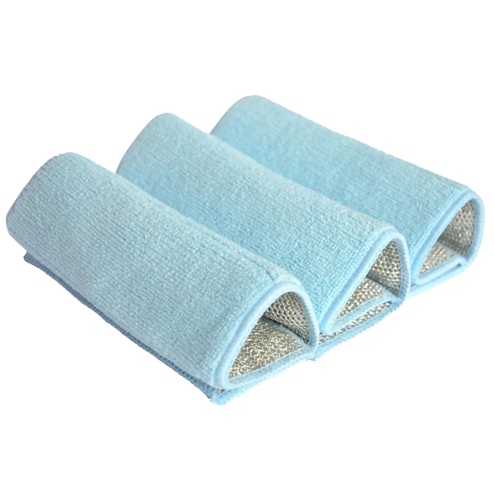 

4-pack Double-Sided Microfiber Scouring Hob & Oven Cloths Cleaning Pads with Scourer 17x23cm