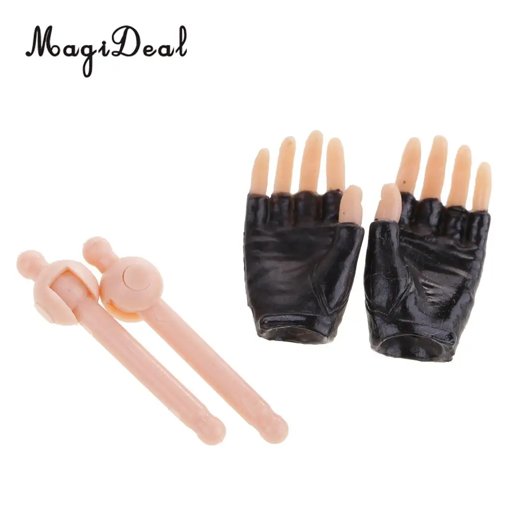 MagiDeal 1:6 Scale Black Half Gloved Hands for 12 Inch Female Action Figure Dolls Children Adult Toy DIY Accessories