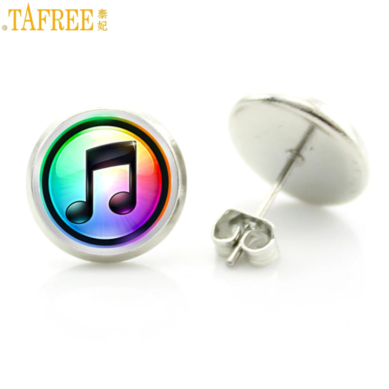 

TAFREE fashion colorful mucical note stud earrings elegant charming women musician music lover jewelry friends wedding gift D472