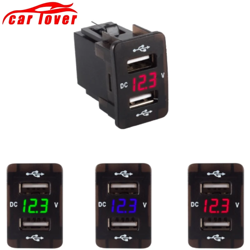 

Dual USB Mini Car Charger With Volt Meter 12V-24V LED Display Refitted 2 Port USB Fast Car Charger Cigarette Lighter Socket
