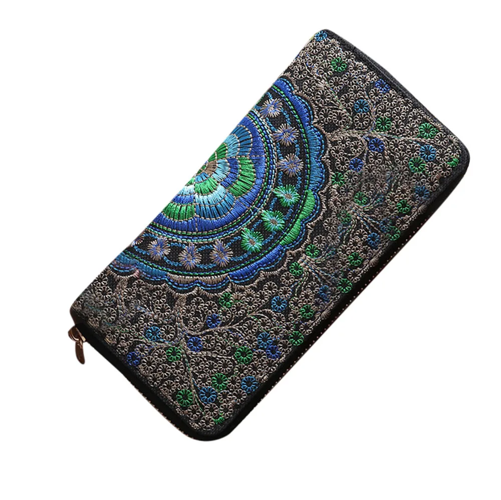 

Women's Purse Oxford Embroidery Road Wallet Coin Bags Purse Phone Bag Fashion Women Bag Vintage Female Girl Wallets Billetera A0