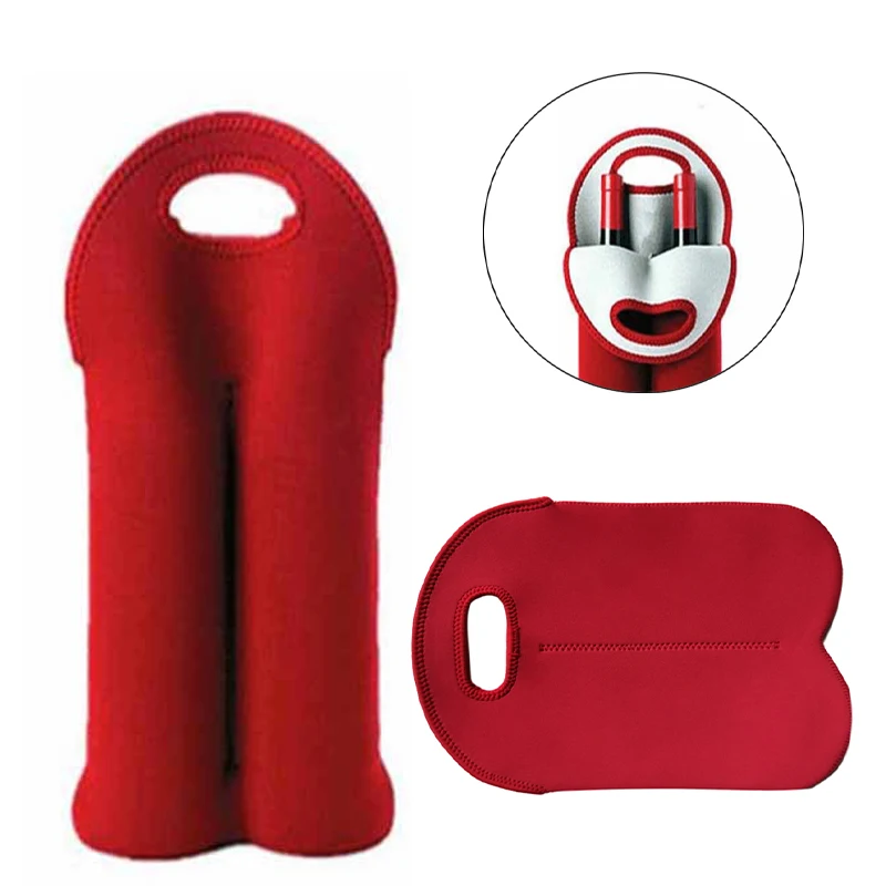 Insulated Neoprene Drink/Wine/Champagne/Beer Two Bottle Cooler Tote Bag Carrier 