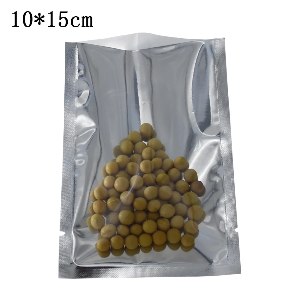 

500Pcs 10*15cm Clear Front Aluminum Foil Plastic Bag Open Top Food Vacuum Package Bag Bulk Food Storage Clear Mylar Bags