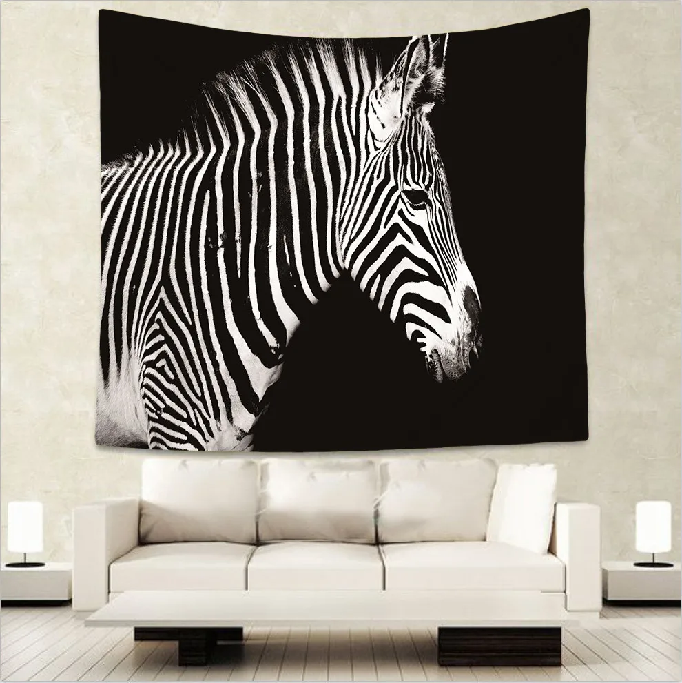 

Home wild animals Zebra tiger print tapestry hippie mandala wall hanging Bohemian bedspread dorm decor tapestries 130x150cm GA5