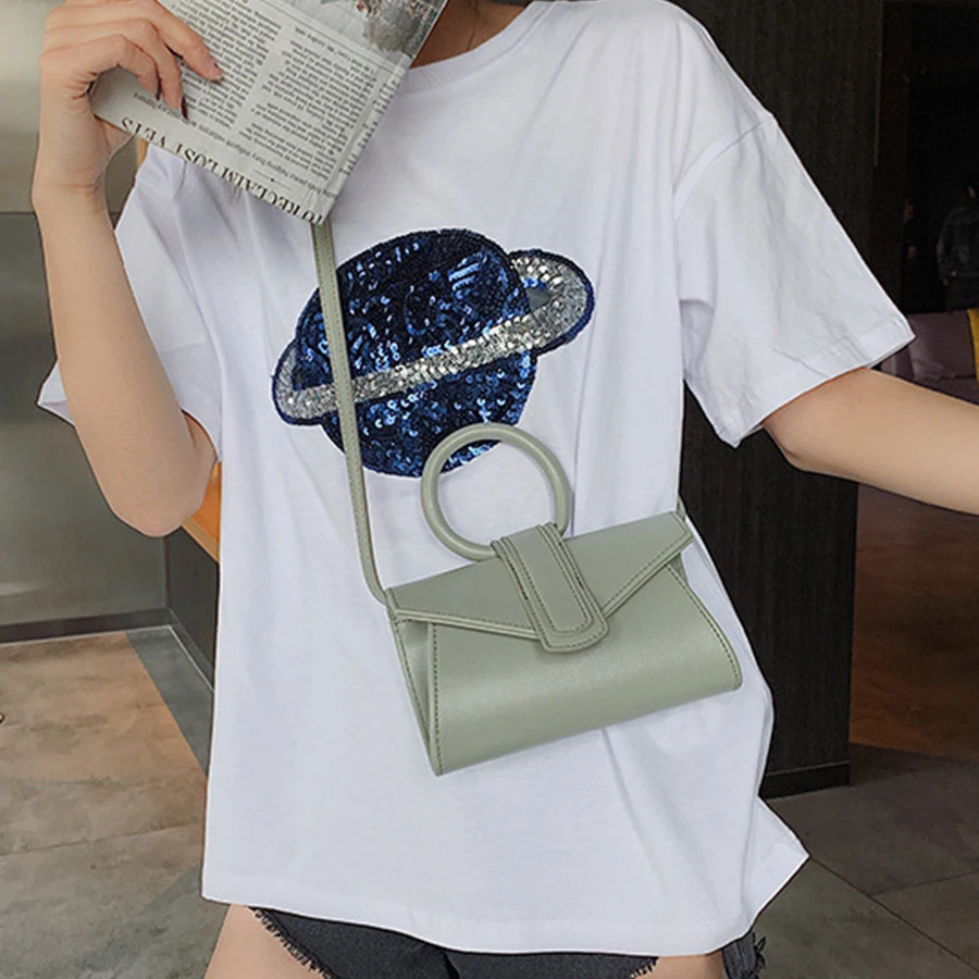 رداء علوي غير رسمي-مقبض المرأة حقائب بسيطة بو الجلود Crossbody حقائب النساء مصمم مربع المحافظ حقائب كتف متنقلة 2019