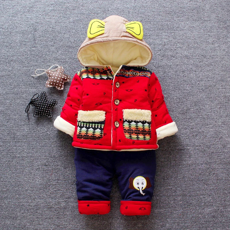 HYLKIDHUOSE Infant Clothing Sets 2018 Winter Baby Girl Boy Clothes Suits Elephant Warm Thicken
