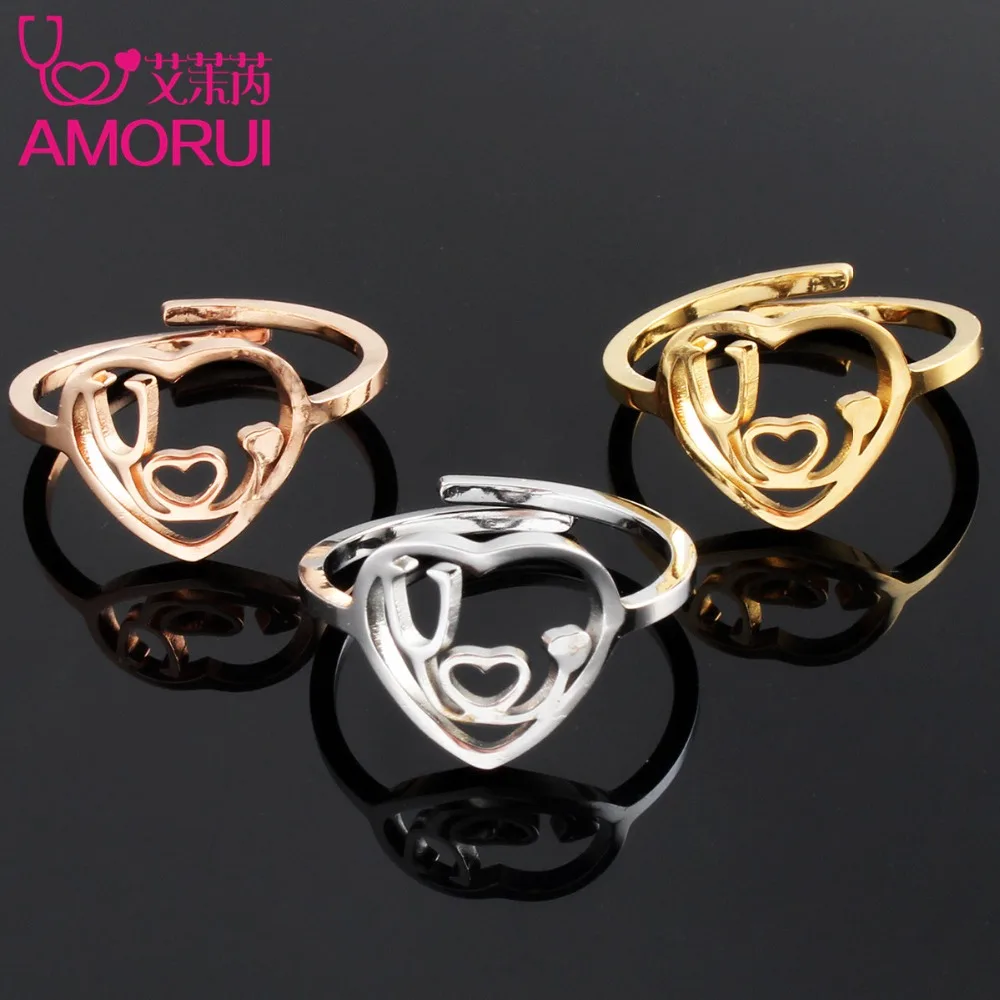 AMORUI Jantung Stetoskop Stainless Steel Emas Warna Silver Wedding