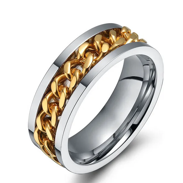rotating chain wedding bridal silver gold rings 316l titanium steel elvish ring wedding 8mm fashion jewelry - Elvish Wedding Rings rotating chain wedding bridal silver gold rings 316l titanium steel elvish ring wedding 8mm fashion jewelry - Elvish Wedding Rings