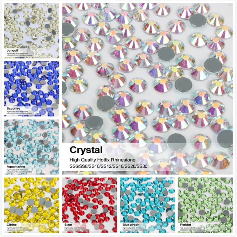 

Hight quality Rhinestones Shiny Crystal AB Flatback hotfix Rhinestone SS6-SS30 1440pcs/lot for clothes DIY free shipping