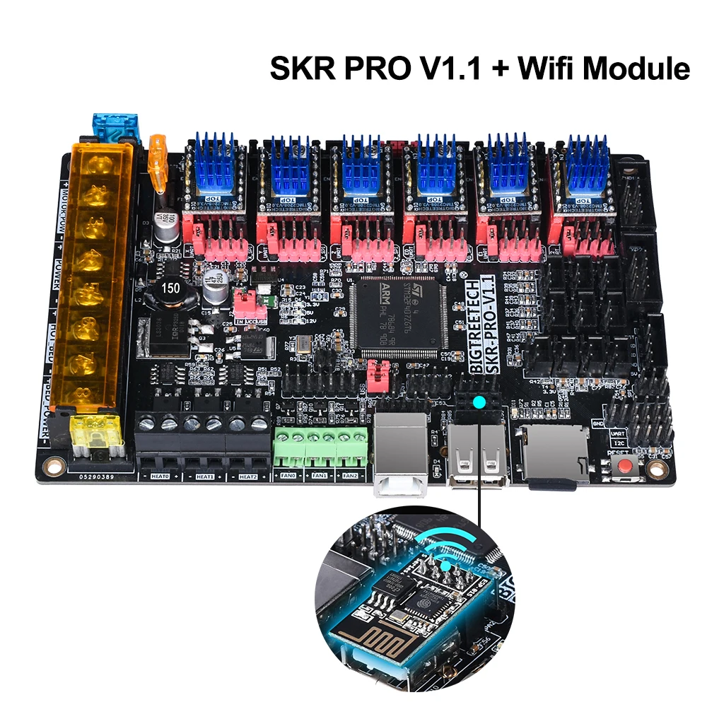 Цена BIGTREETECH SKR PRO V1.1 плата контроллера 32 бит + Wifi адаптер модуль части 3d принтера vs MKS GEN L TMC2208 TMC2130 TMC2209
