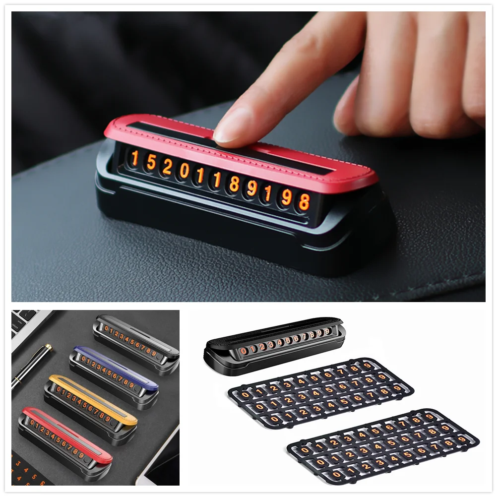 

Hidden Car Styling Temporary Parking Card Fake Leather Texture Auto Phone Number Card Plate Telephone Number Card Car Sticker