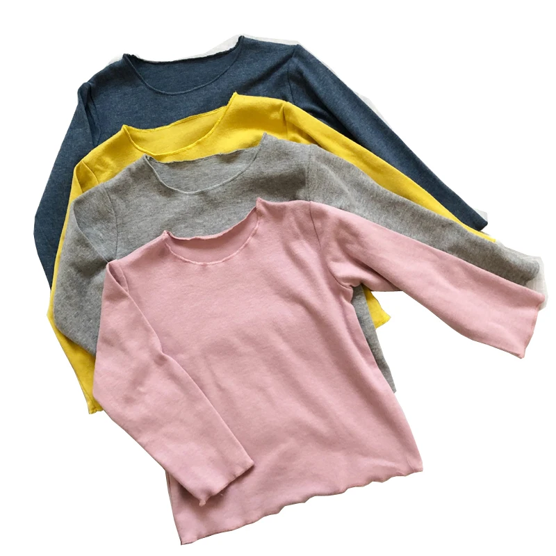 Новинка весны 2019 детские футболки Однотонная футболка с длинными рукавами для