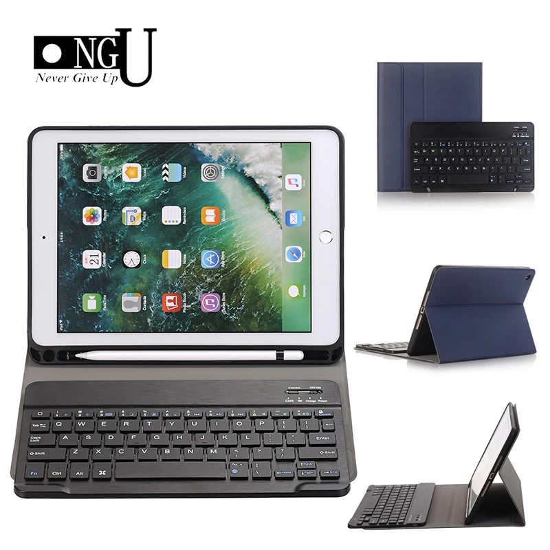 Slim Bluetooth Keyboard Case for iPad Pro 10.5 with Pencil Holder PU Leather Cover for iPad Pro 10.