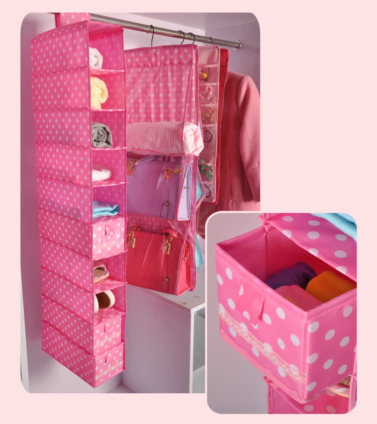 Washable Color Organizer Collection Hanging Accessory Shelves, 10-Shelf Shoes Organizer, Hanging Closet Organizer Storage Bag  (8)